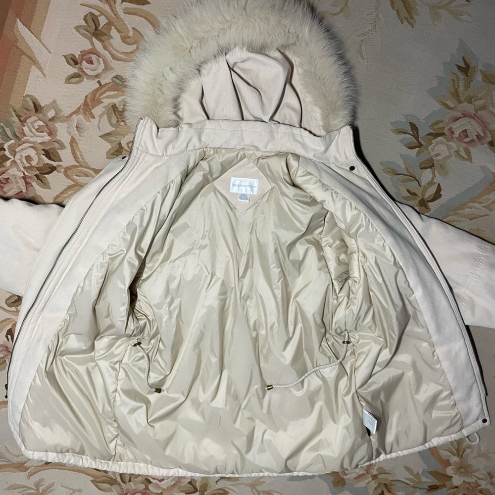 Worthington cream Puffer Jacket with Fur Hood - Picture 8 of 11